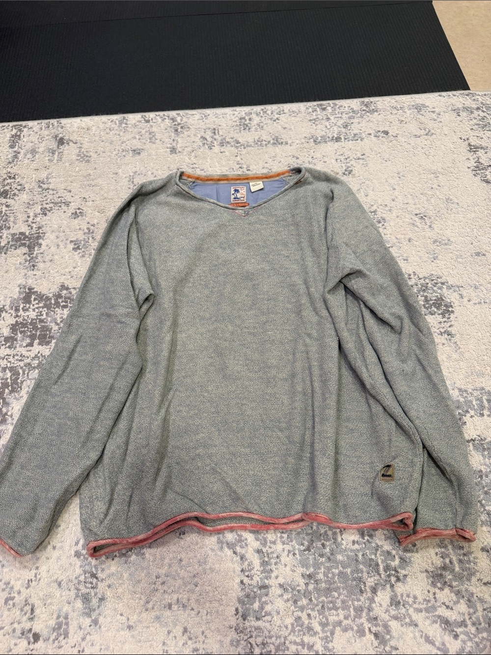 Zenfari Light Blue Knit Pullover with Pink Edge